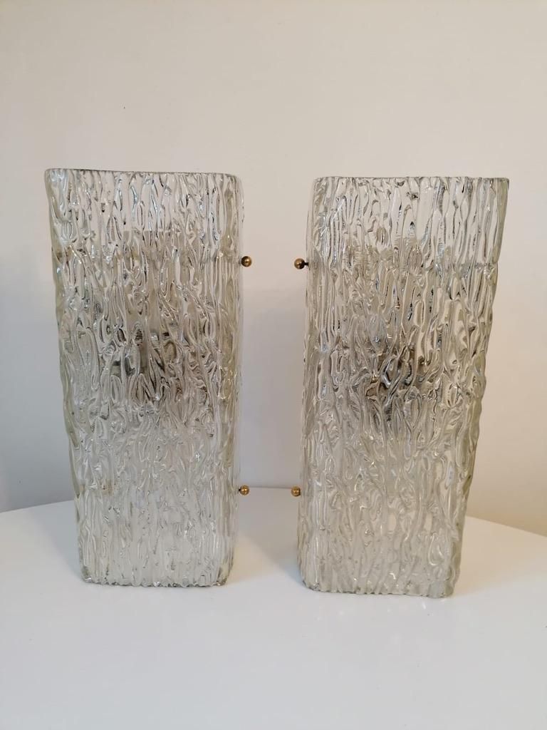 Structured Glass Wall Lights Sconces By Kalmar photo for sale