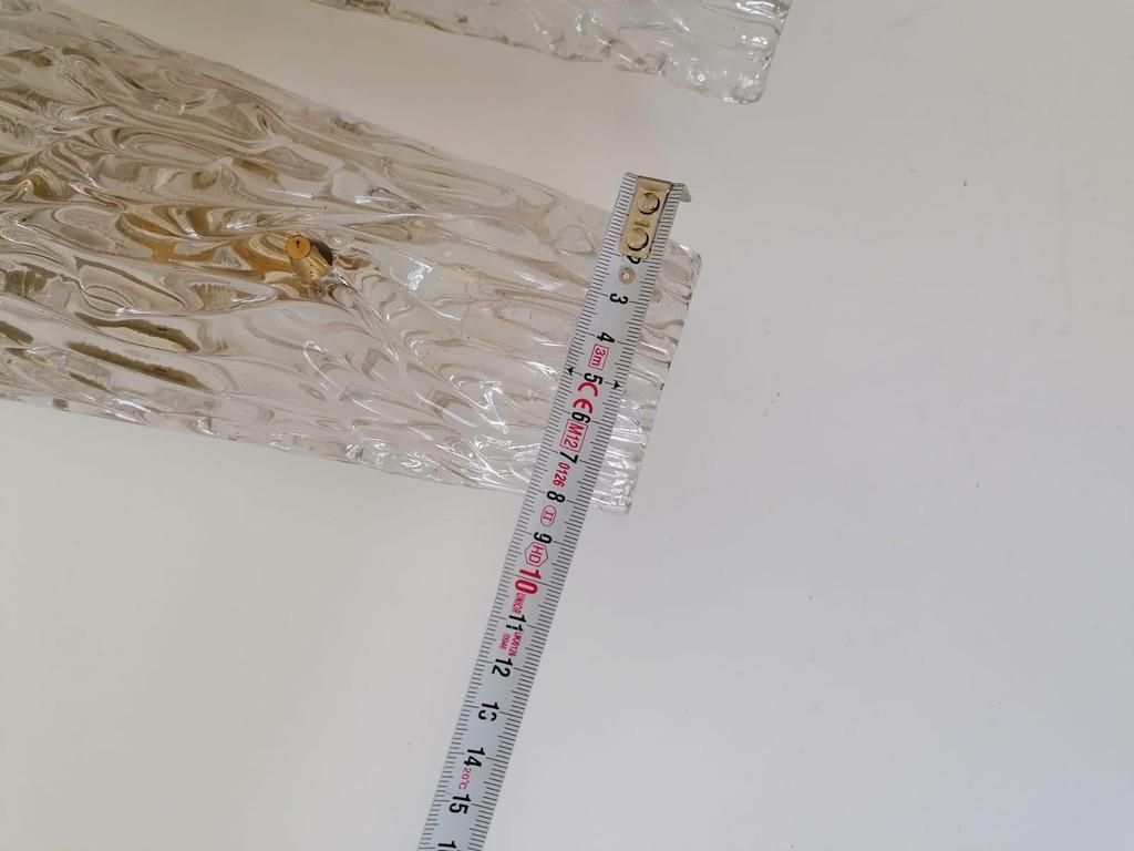 Rare Large Structured Glass Wall Lights Sconces By Kalmar photo vinterior