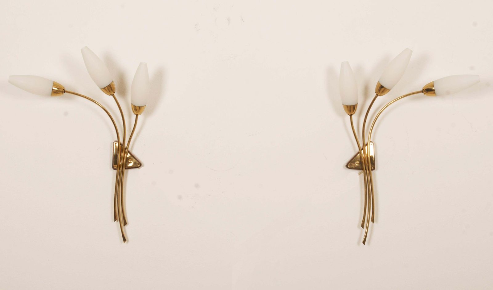 A Pair Of Brass Opaline Glass Sconce Wall Lamp By Rupert Nikoll photo furniture
