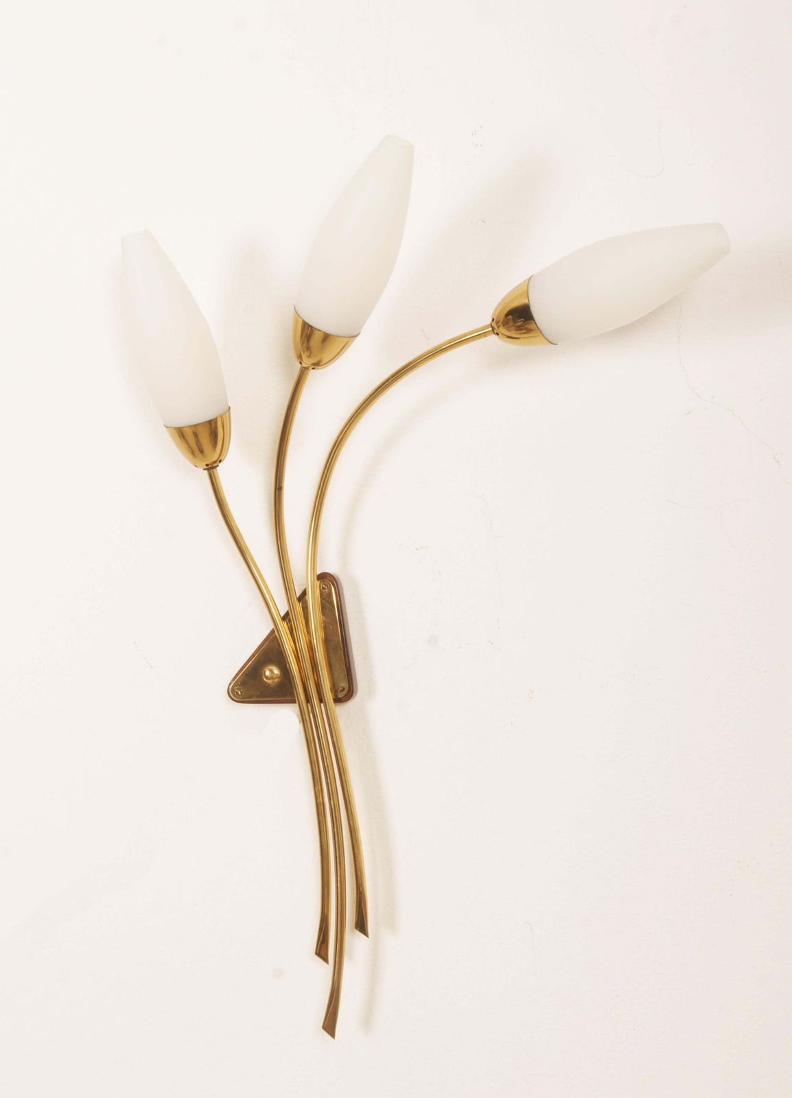 A Pair Of Brass Opaline Glass Sconce Wall Lamp By Rupert Nikoll photo Lighting