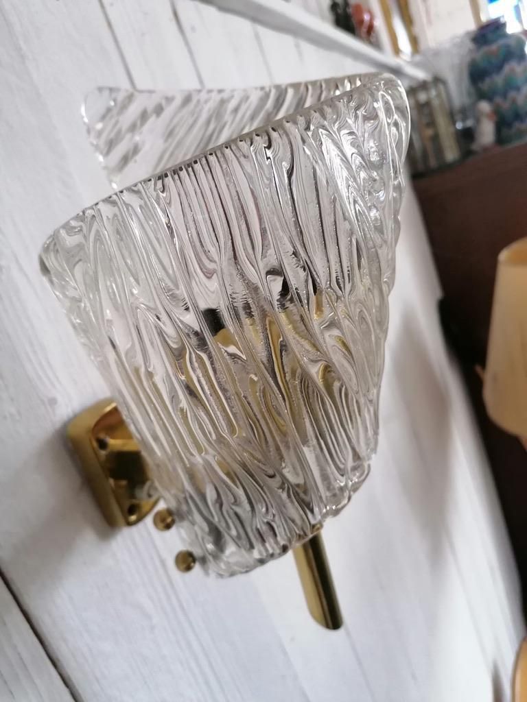 photo furniture Pair Of Mid Century Structured Glass Wall Lamps Sconces By J. T. Kalmar