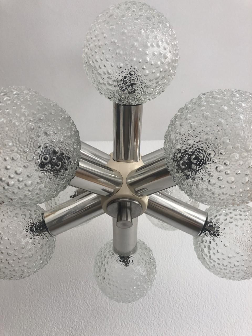 Midcentury German Sputnik Glass Balls Chandelier, 1970s photo furniture
