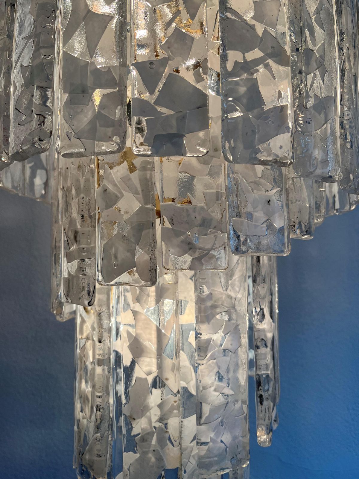 Italian Mid Century "Terrazzo" White Murano Glass Spiral Chandelier, 1980s photo 1181.0