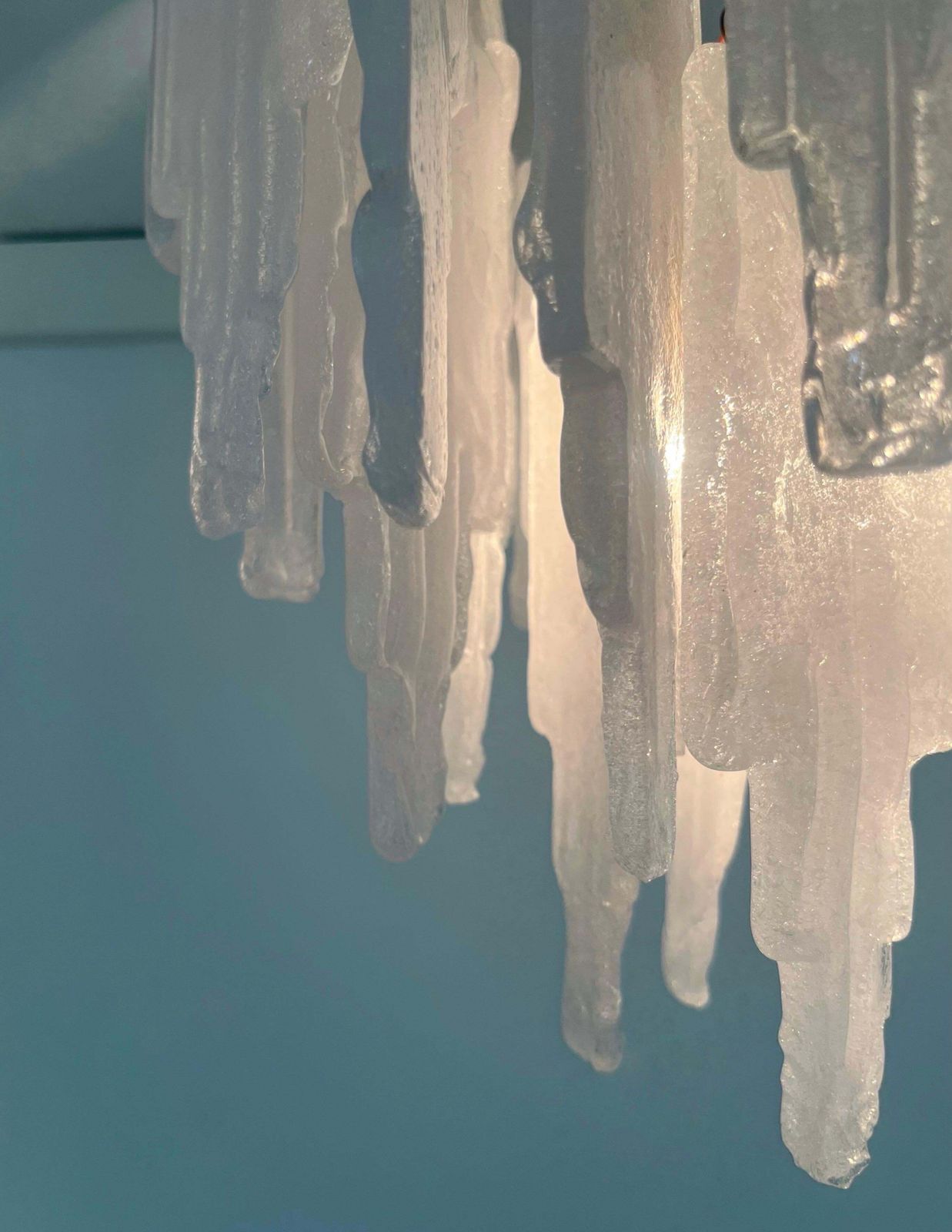 Italian Mid Century Snow White Murano Glass Chandelier By Poliarte, 1970s photo 2875.0