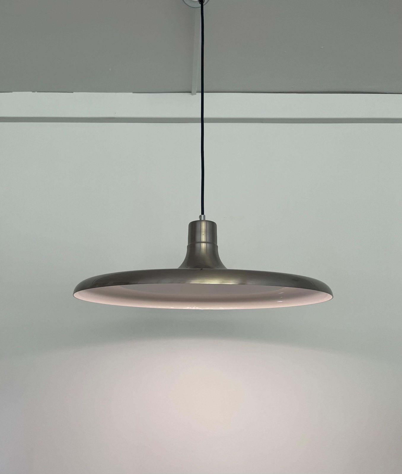 photo for sale Mid Century Set Of Three Metal Chandeliers By Estiluz, Barcelona, 1970s