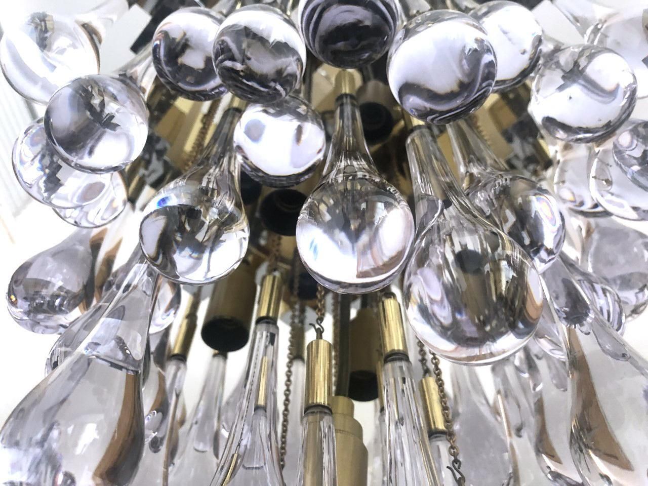 Teardrop Tear Drop Brass Long Chandelier By Bd Lumica, Barcelona, 1970s photo Lighting