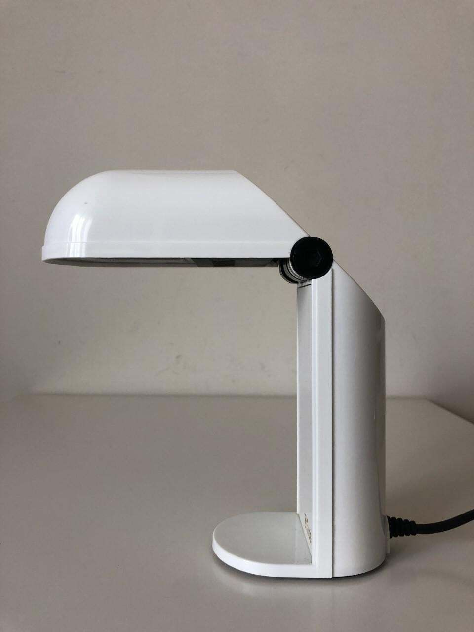 Spanish White Pair Of Table Lamps By Fase, Model "Bambina", 1980s photo Lighting