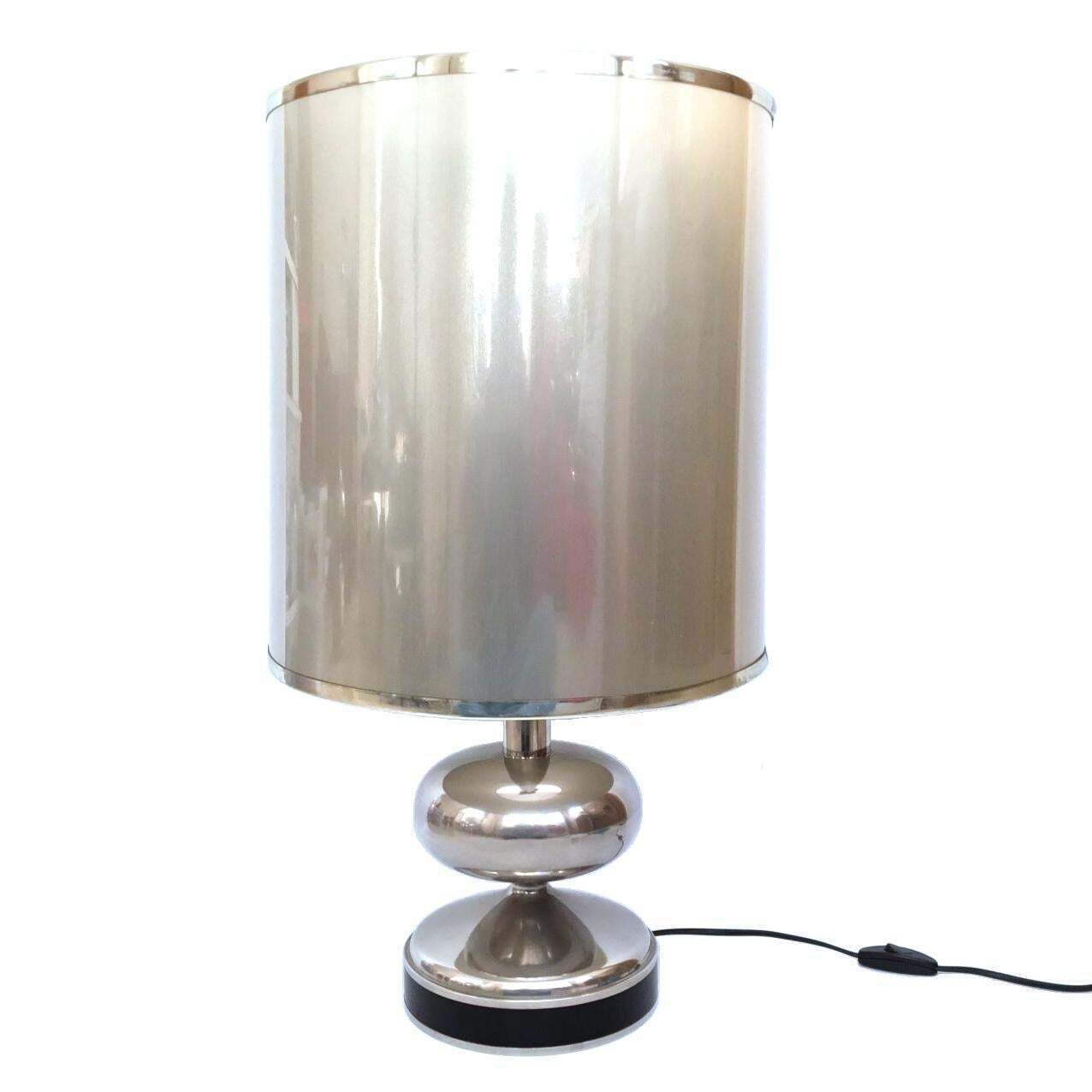 Pair Of Midcentury Chromed And Black Enamel Spanish Table Lamps, 1970s photo 845.0