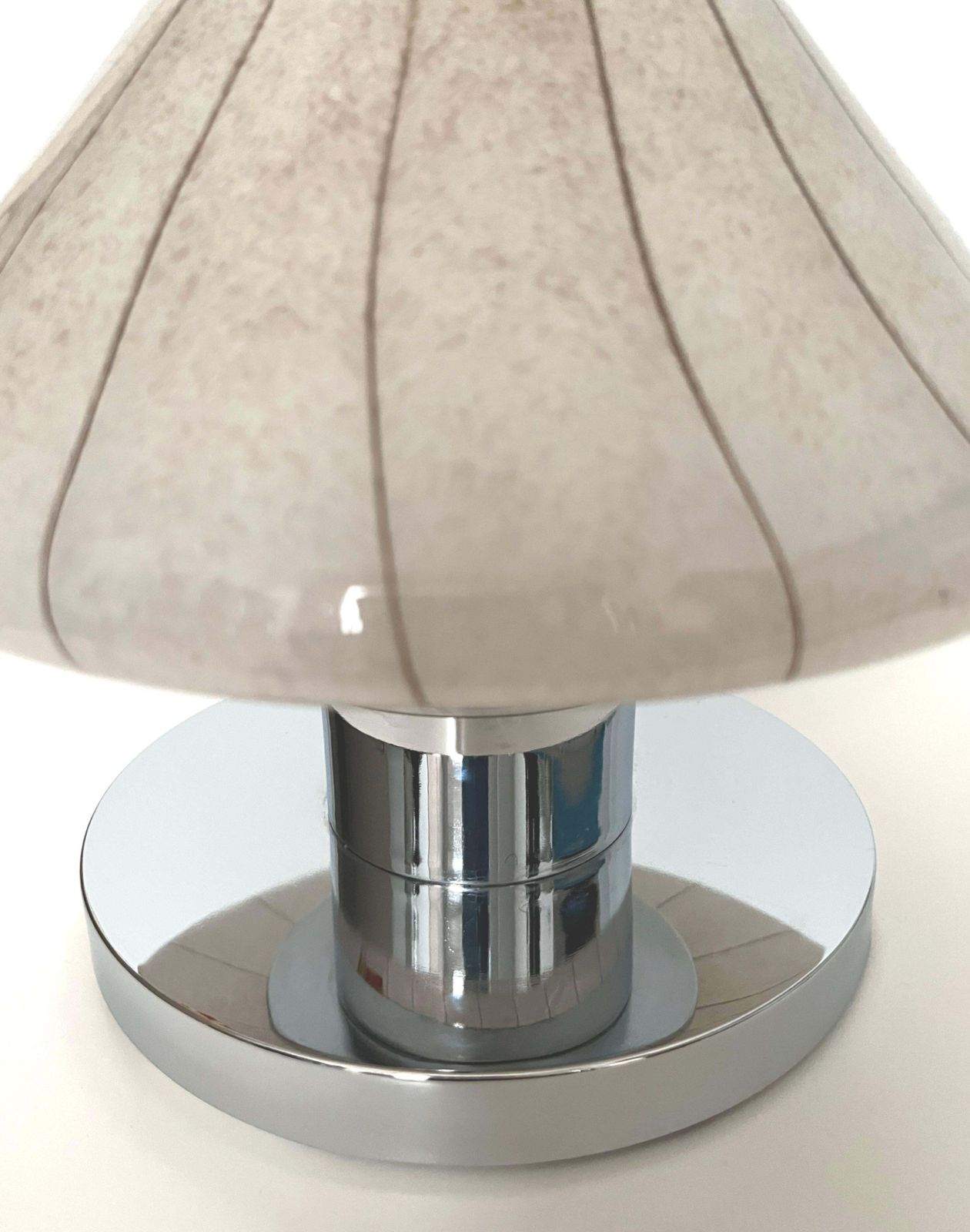 Pair Of Midcentury Murano Glass And Chromed Italian Table Lamps, 1970s photo for sale