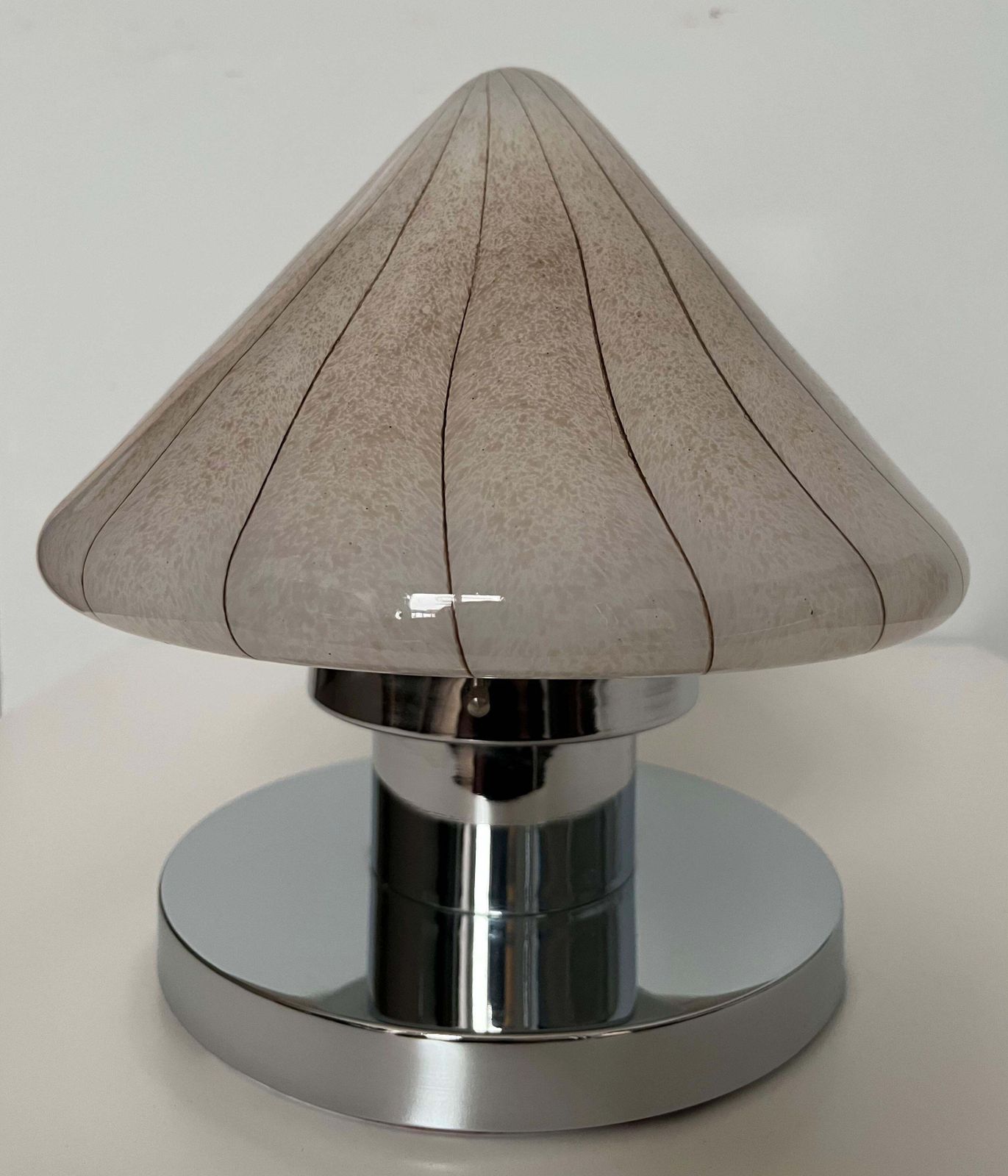 Pair Of Midcentury Murano Glass And Chromed Italian Table Lamps, 1970s photo vinterior