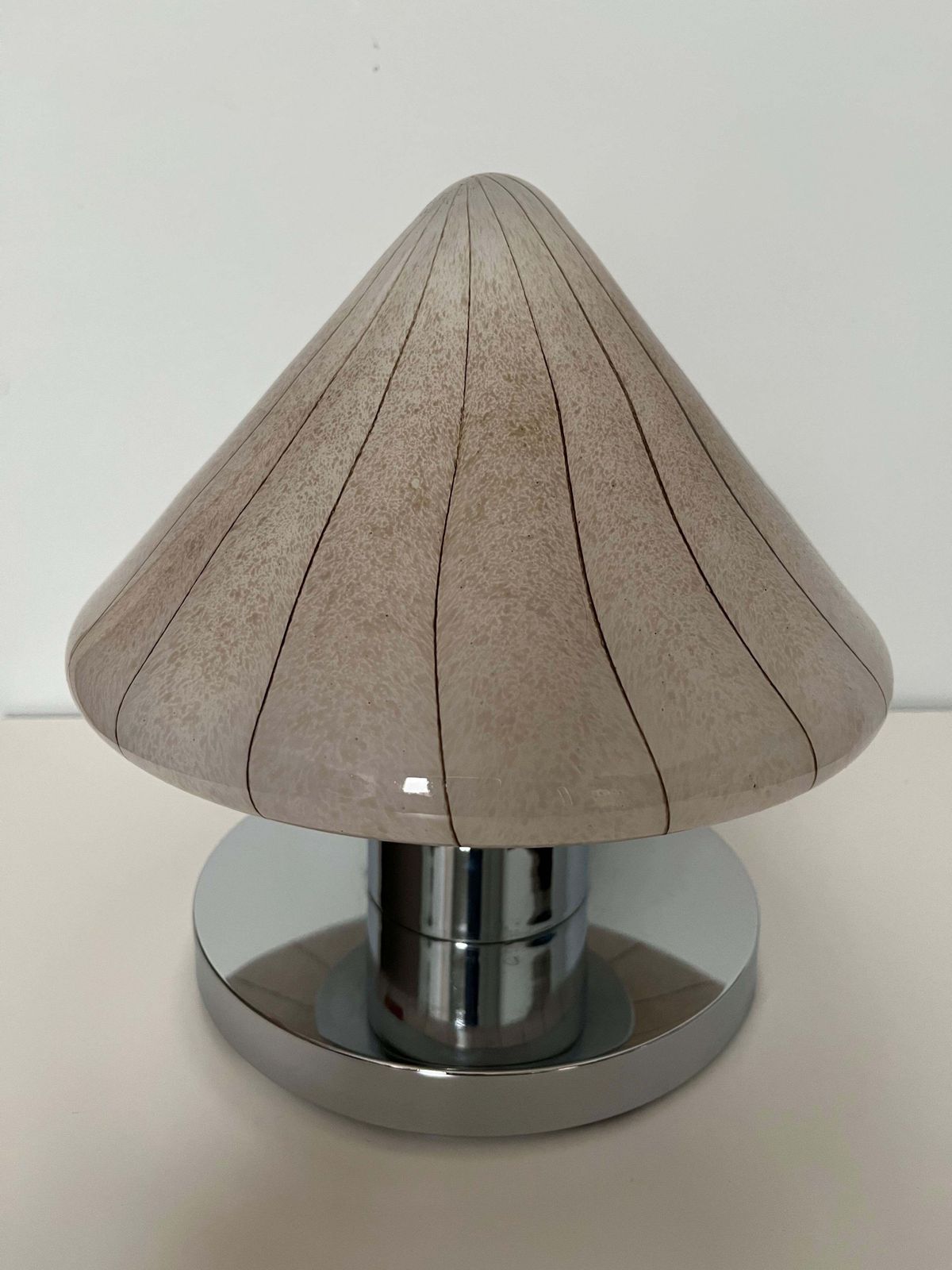 photo furniture Pair Of Midcentury Murano Glass And Chromed Italian Table Lamps, 1970s