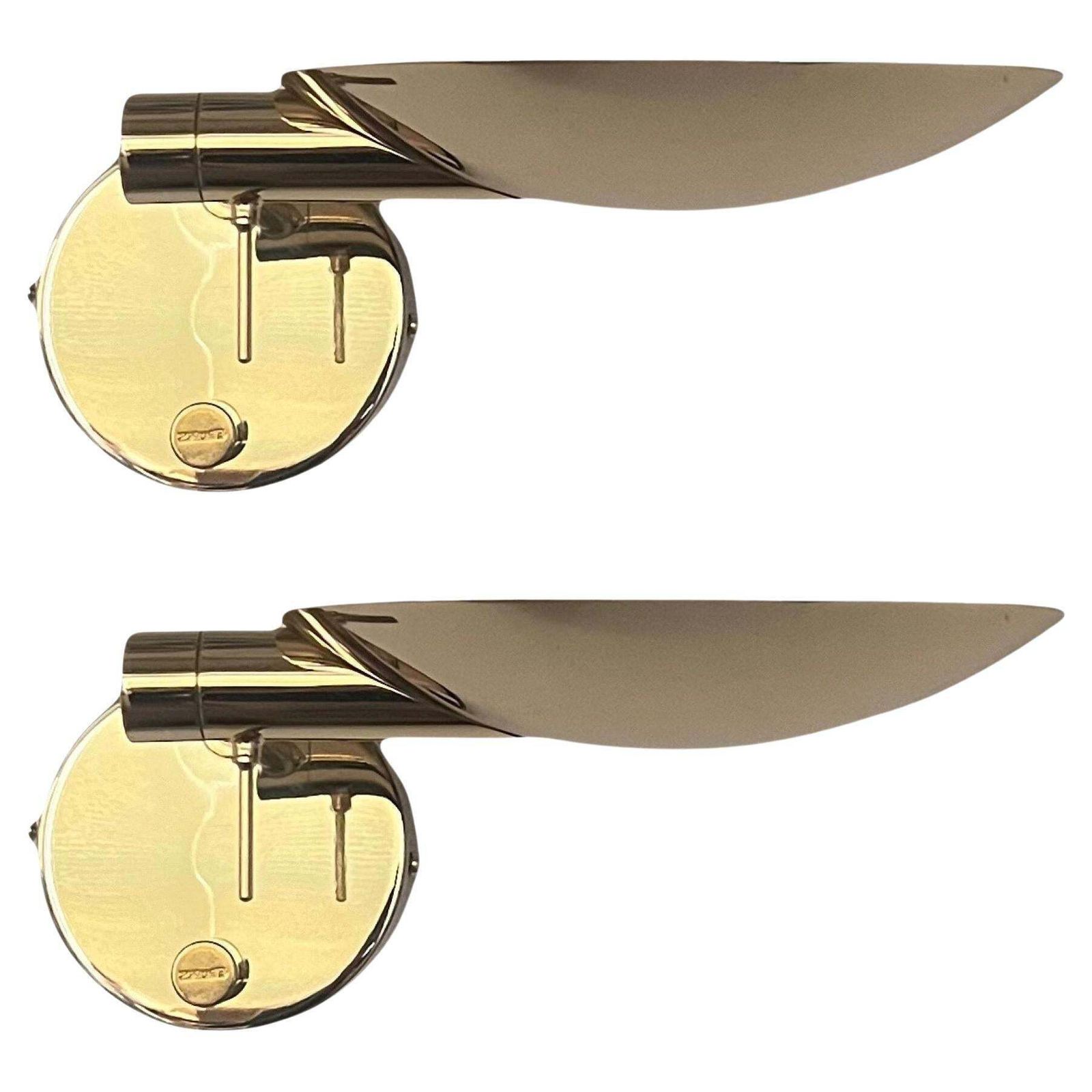 Postmodern Articulated Pair Of Gold Wall Sconces By Estiluz, Barcelona, 1980s
