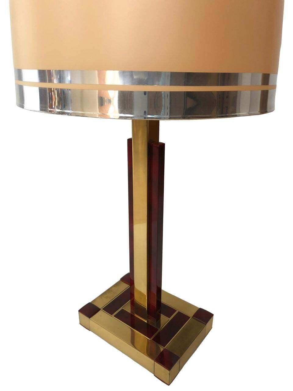 Brass And Tortoiseshell Table Lamp By Willy Rizzo For Lumica, 1970s photo furniture
