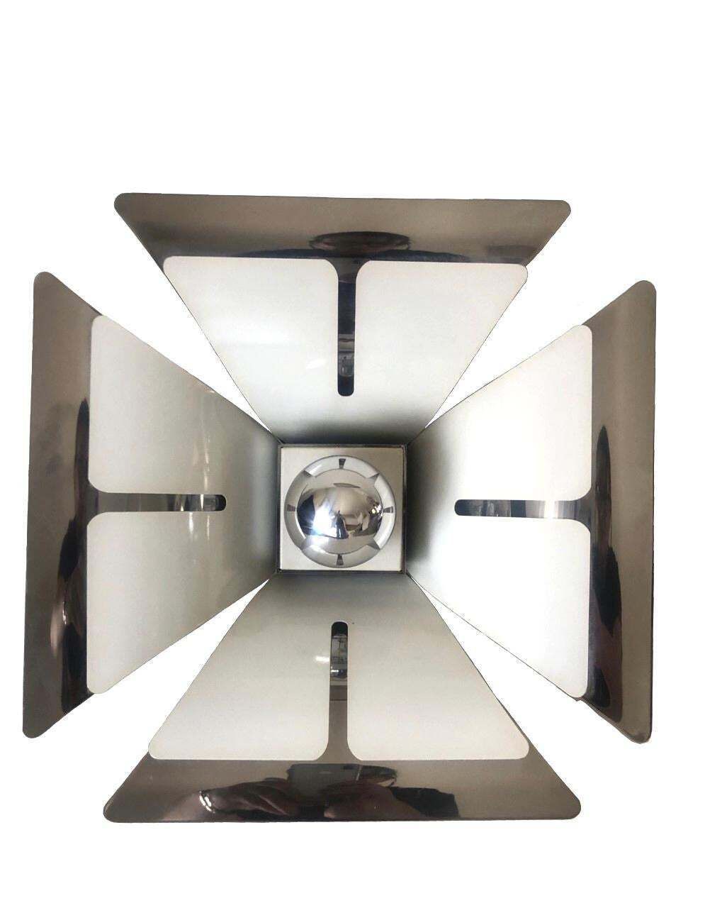 Pair Of Mid Century Italian Metal Flush Mounts By Reggiani, 1970s photo furniture