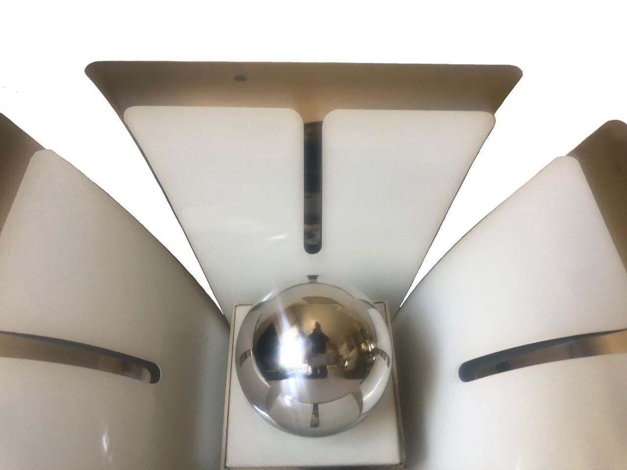 Pair Of Mid Century Italian Metal Flush Mounts By Reggiani, 1970s photo for sale