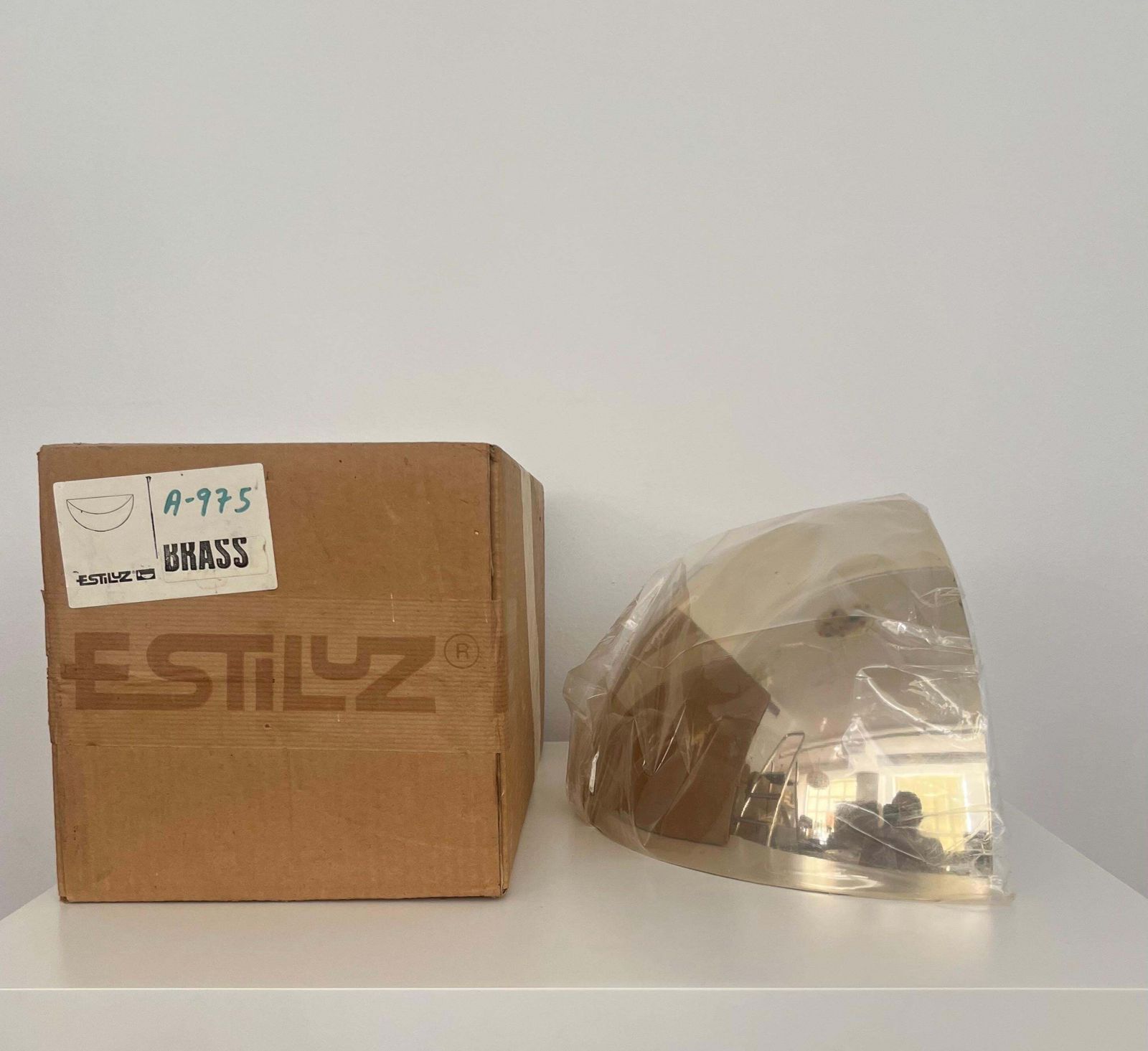 Mid Century Large Gold Metal Pair Of Wall Sconces By Estiluz, Barcelona, 1970s photo vintage