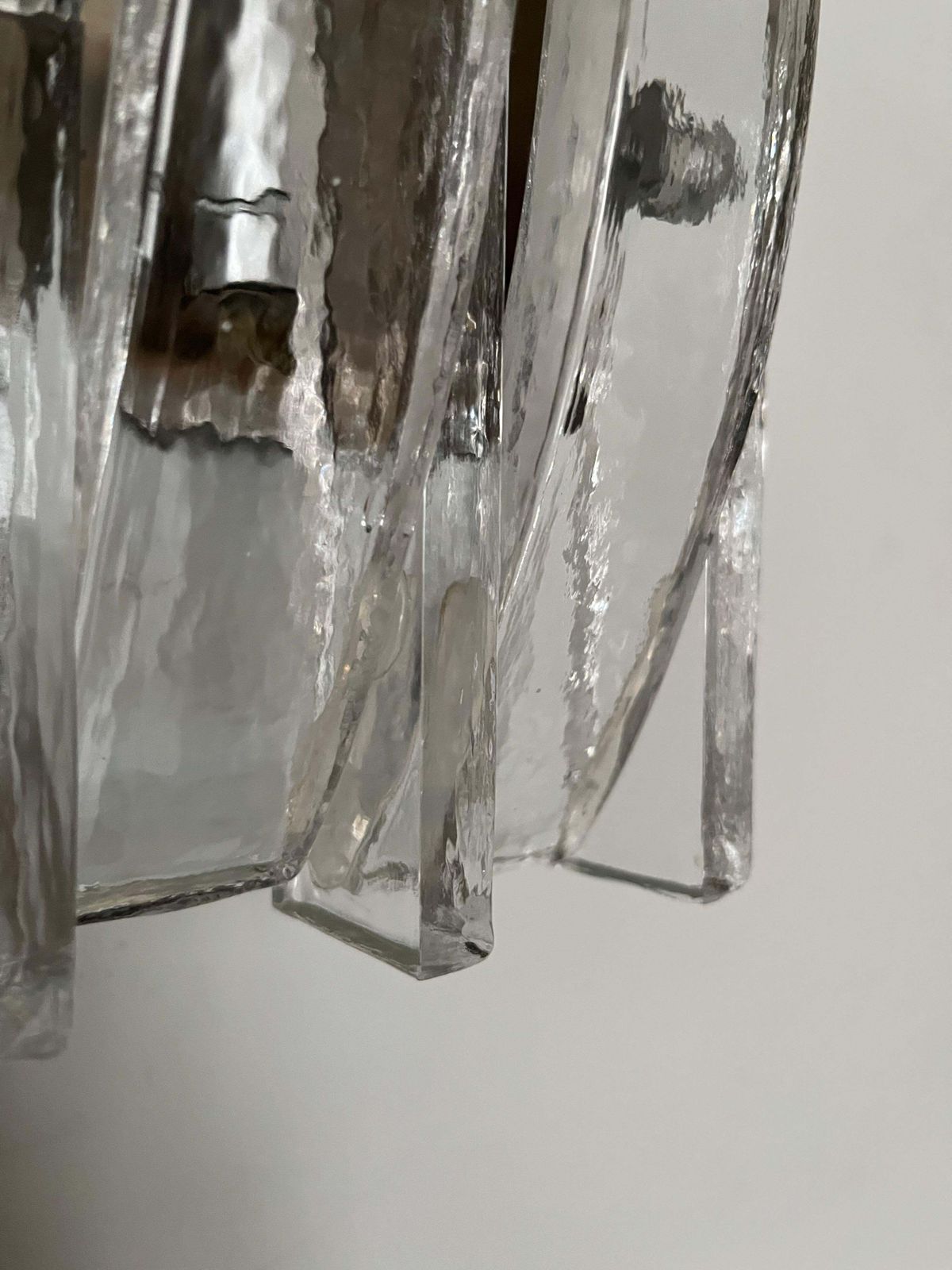photo furniture Italian Midcentury Pair Of Clear Murano Wall Sconces By Poliarte, 1970s