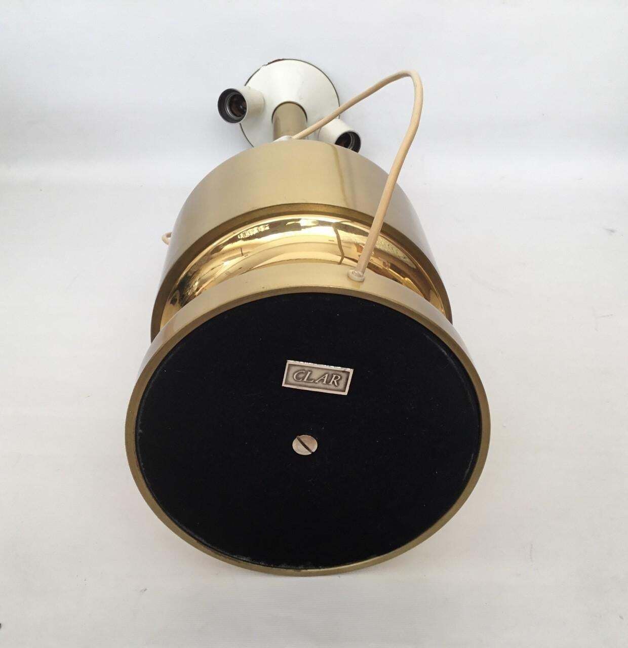 Large Pair Of Midcentury Golden Brass Spanish Table Lamps By Clar, 1970s photo vintage