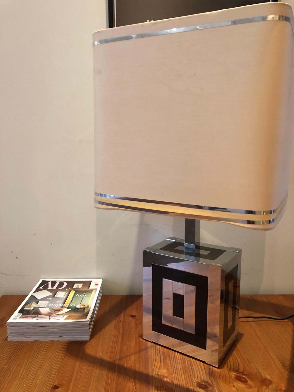 Mid Century Spanish Metal Table Lamp By Willy Rizzo For Lumica, 1970s photo 820.0