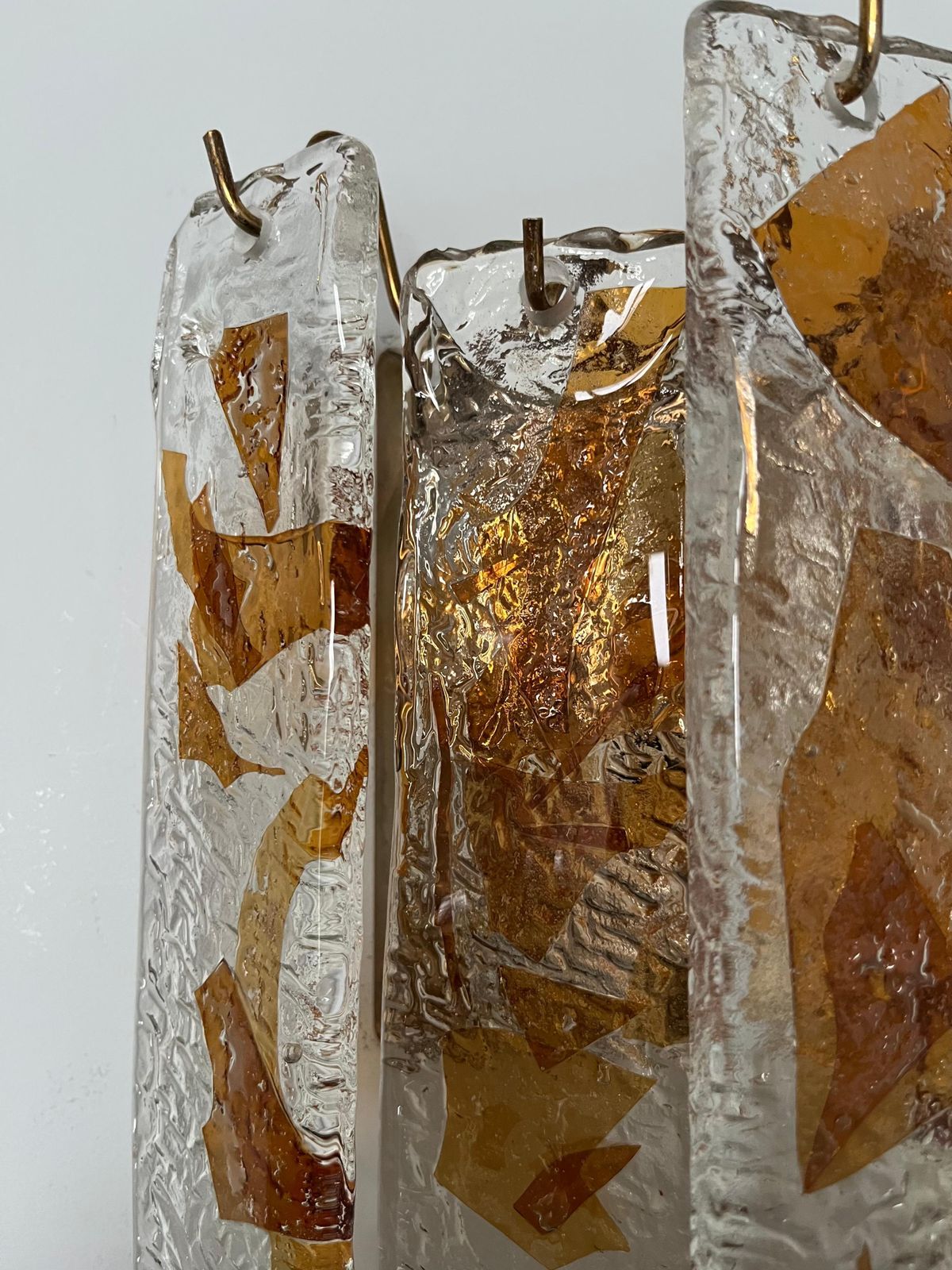 Pair Of Midcentury Italian Terrazzo Amber Murano Glass Wall Sconces, 1970s photo buy