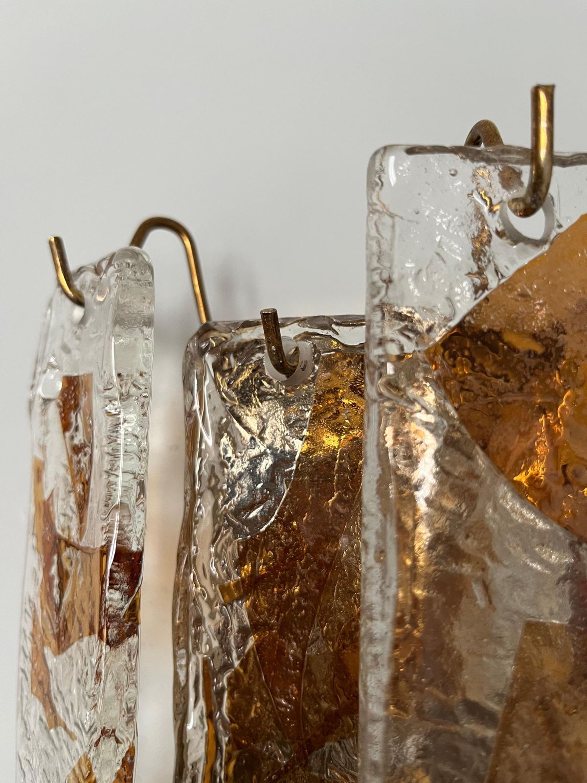 photo furniture Pair Of Midcentury Italian Terrazzo Amber Murano Glass Wall Sconces, 1970s