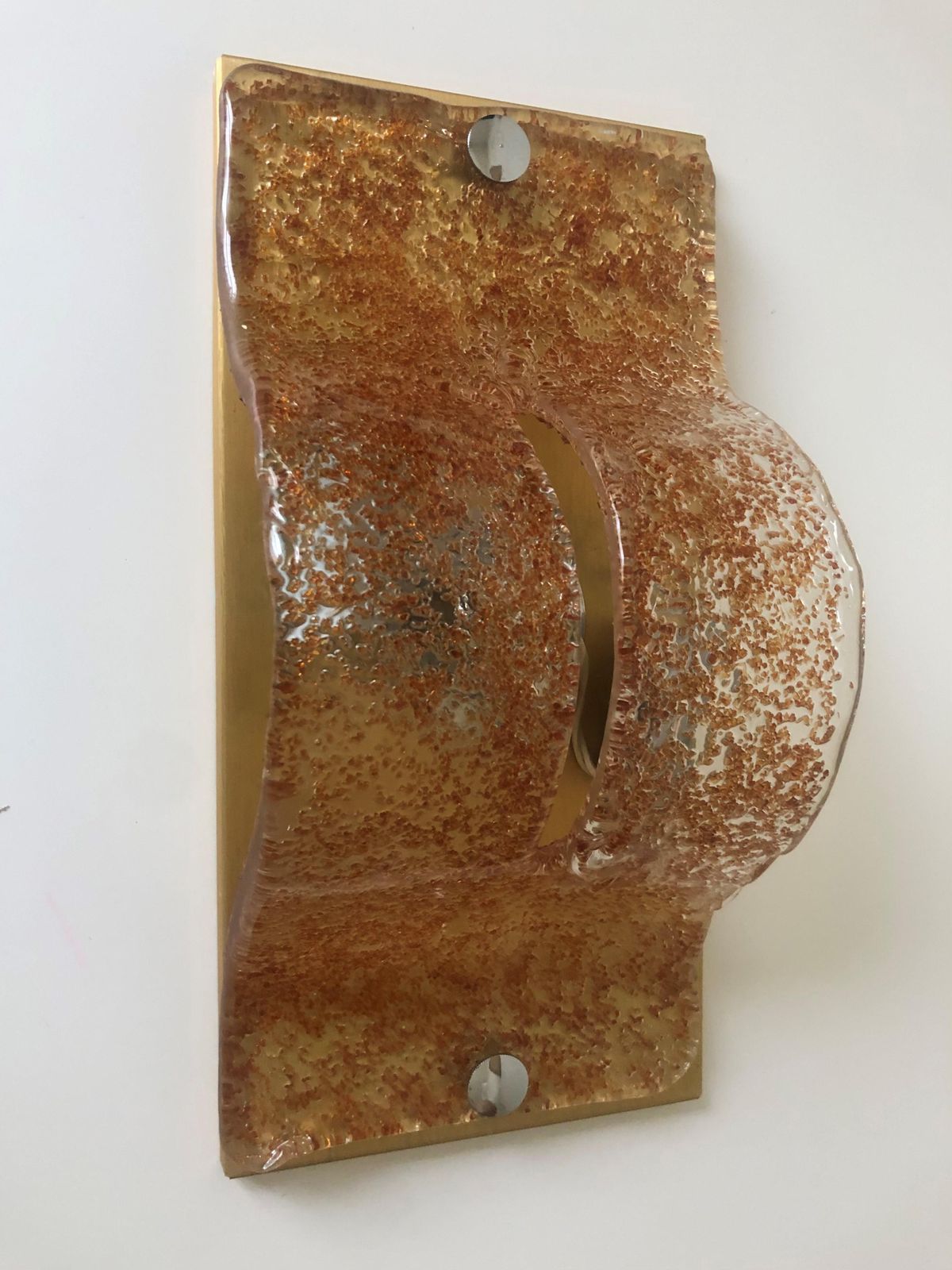 photo furniture Pair Of Italian Midcentury Caramel Murano Wall Sconces By Mazzega, 1970s