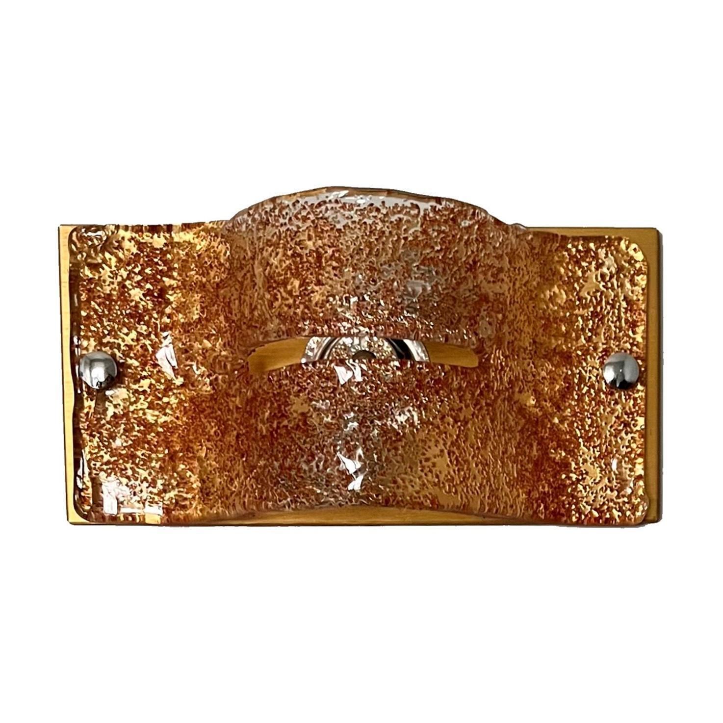 Italian Midcentury Pair Of Caramel Murano Glass Wall Sconces By Mazzega, 1970s photo furniture