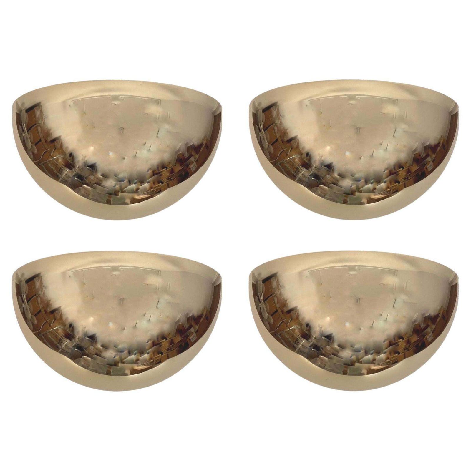 Mid Century Large Gold Set Of Four Wall Sconces By Estiluz, Barcelona, 1970s