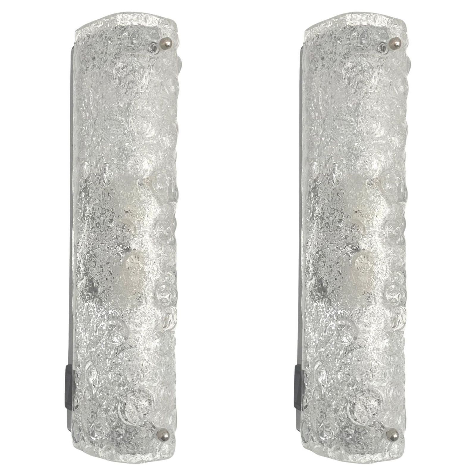 German Mid Century Pair Of Bubbles Murano Wall Sconces By Hillebrand, 1970s