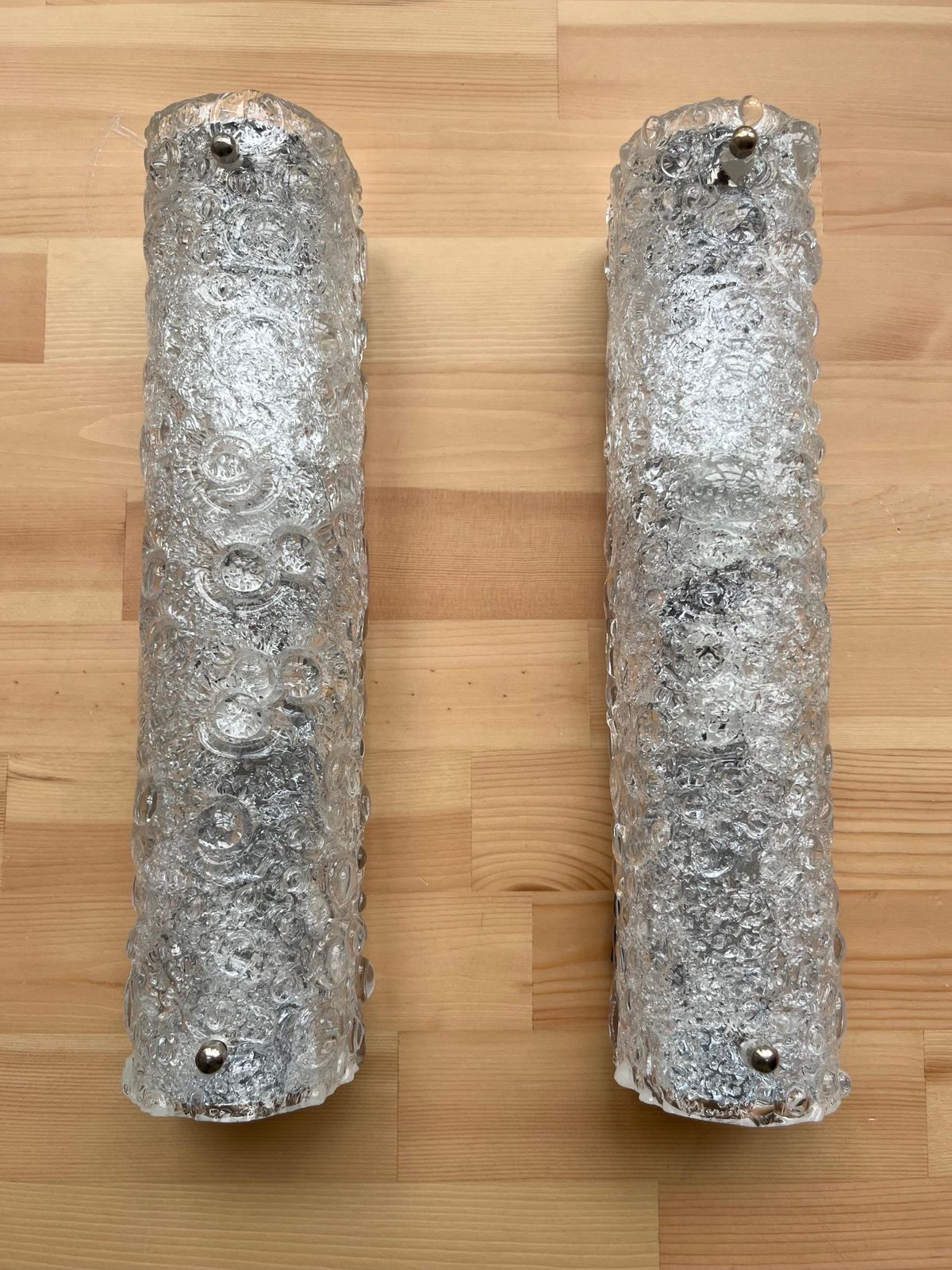 photo vinterior German Mid Century Pair Of Bubbles Murano Wall Sconces By Hillebrand, 1970s