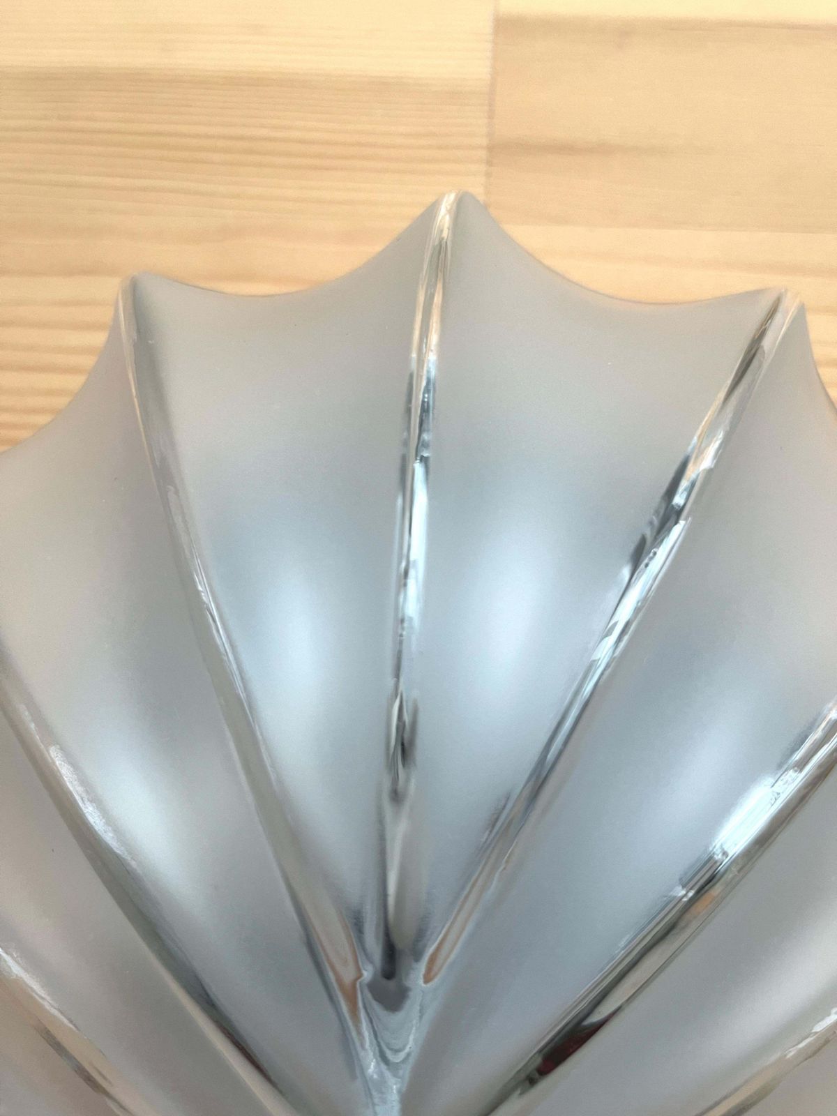 2535.0 German Mid Century Shell Clear Glass Pair Of Wall Sconces By Hillebrand, 1970s photo