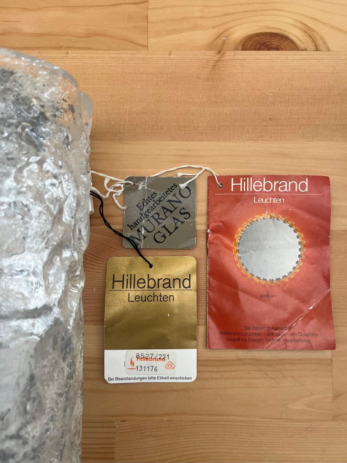 German Midcenturry Pair Of Murano Ice Glass Wall Sconces By Hillebrand, 1970s photo vinterior