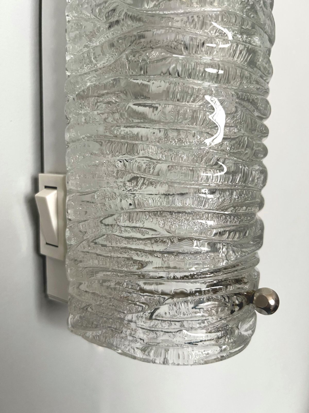 German Midcentury Pair Of Murano Glass Wall Sconces By Hillebrand, 1970s photo vintage