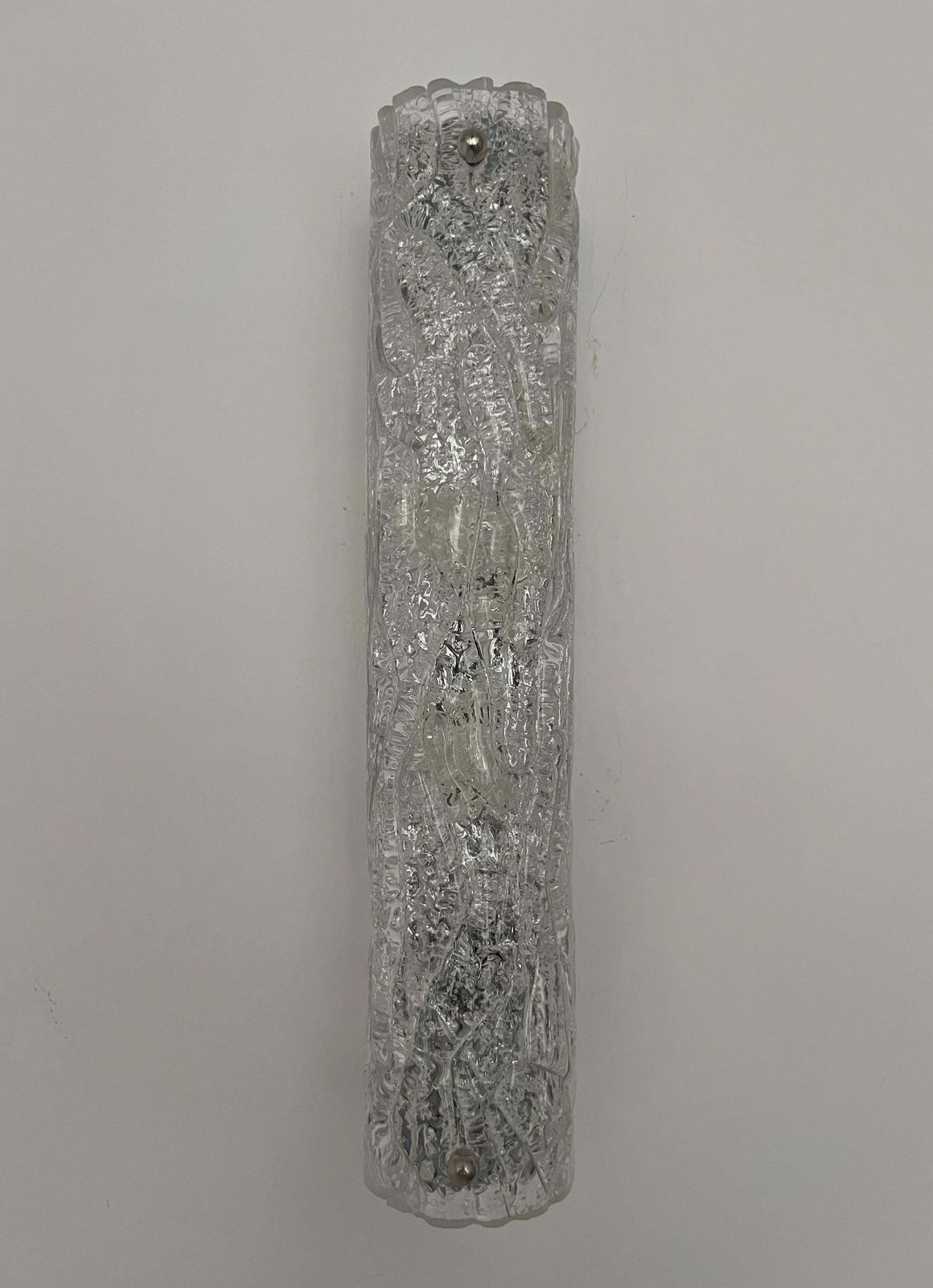 photo for sale German Midcenturry Pair Of Murano Ice Glass Wall Sconces By Hillebrand, 1970s