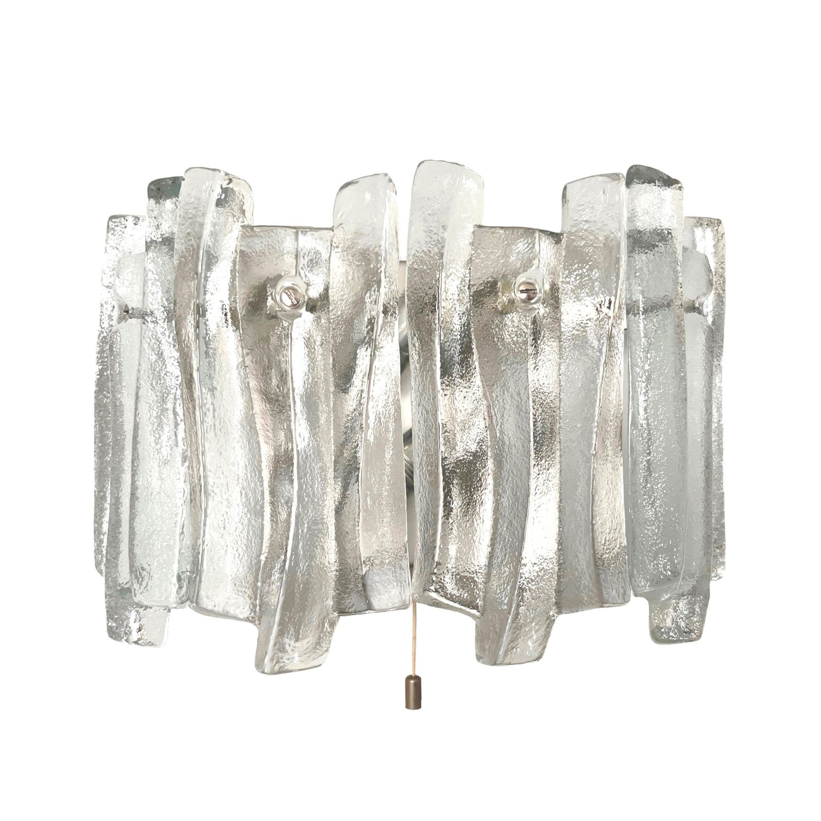 Austrian Midcentury Pair Of Ice Glass "Fuego" Wall Sconces By Kalmar, 1970s photo furniture