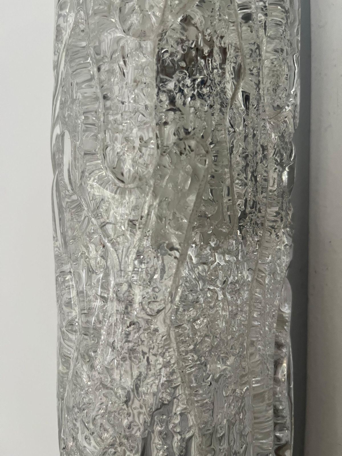 2280.0 German Midcenturry Pair Of Murano Ice Glass Wall Sconces By Hillebrand, 1970s photo