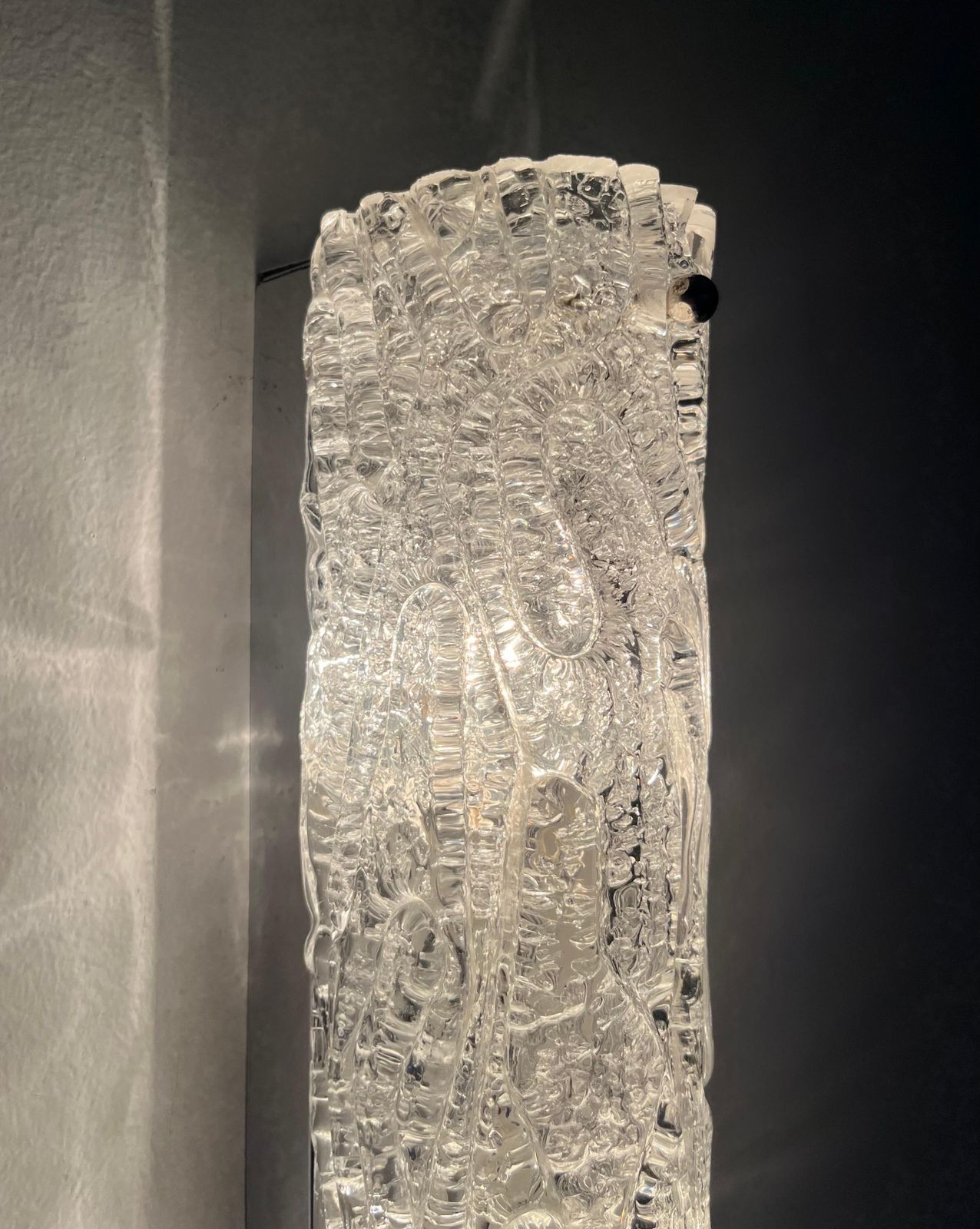 photo buy German Midcenturry Pair Of Murano Ice Glass Wall Sconces By Hillebrand, 1970s