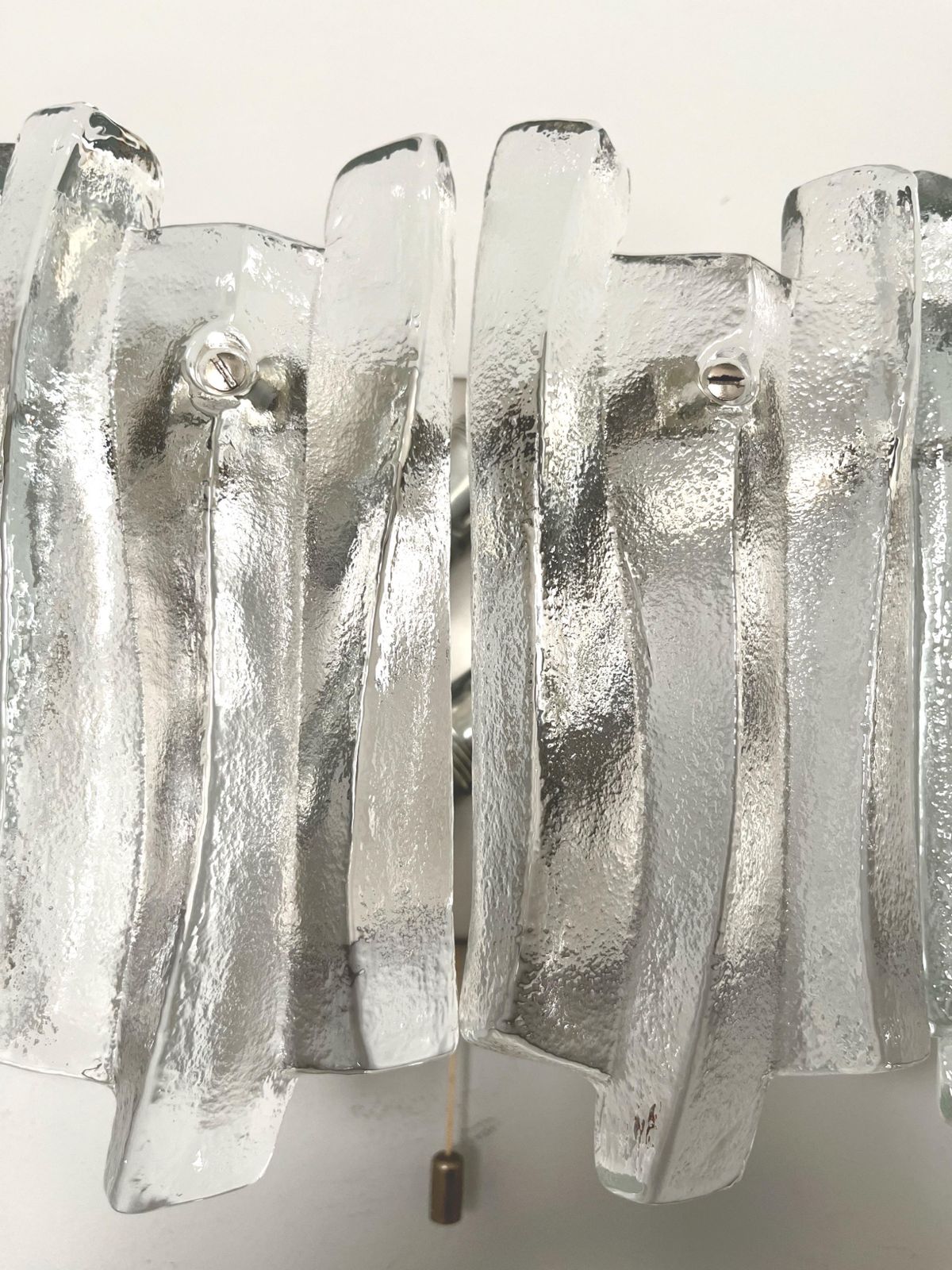 photo buy Austrian Midcentury Pair Of Ice Glass "Fuego" Wall Sconces By Kalmar, 1970s