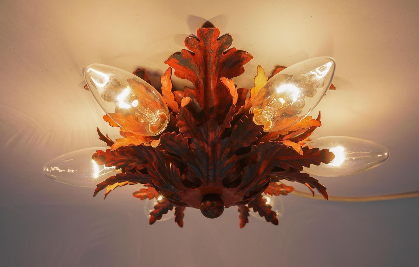 Red Florentine Ceiling Lamp By Banci Firenze, 1960s photo 552.0