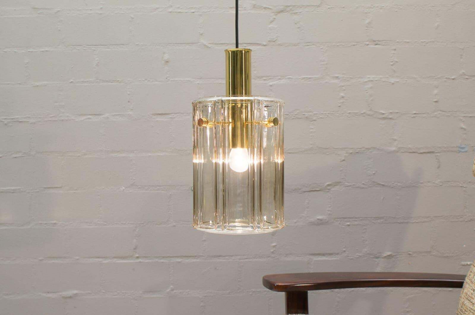 Brass And Smoked Glass Ceiling Lamp From Limburg, Germany, 1960s photo furniture