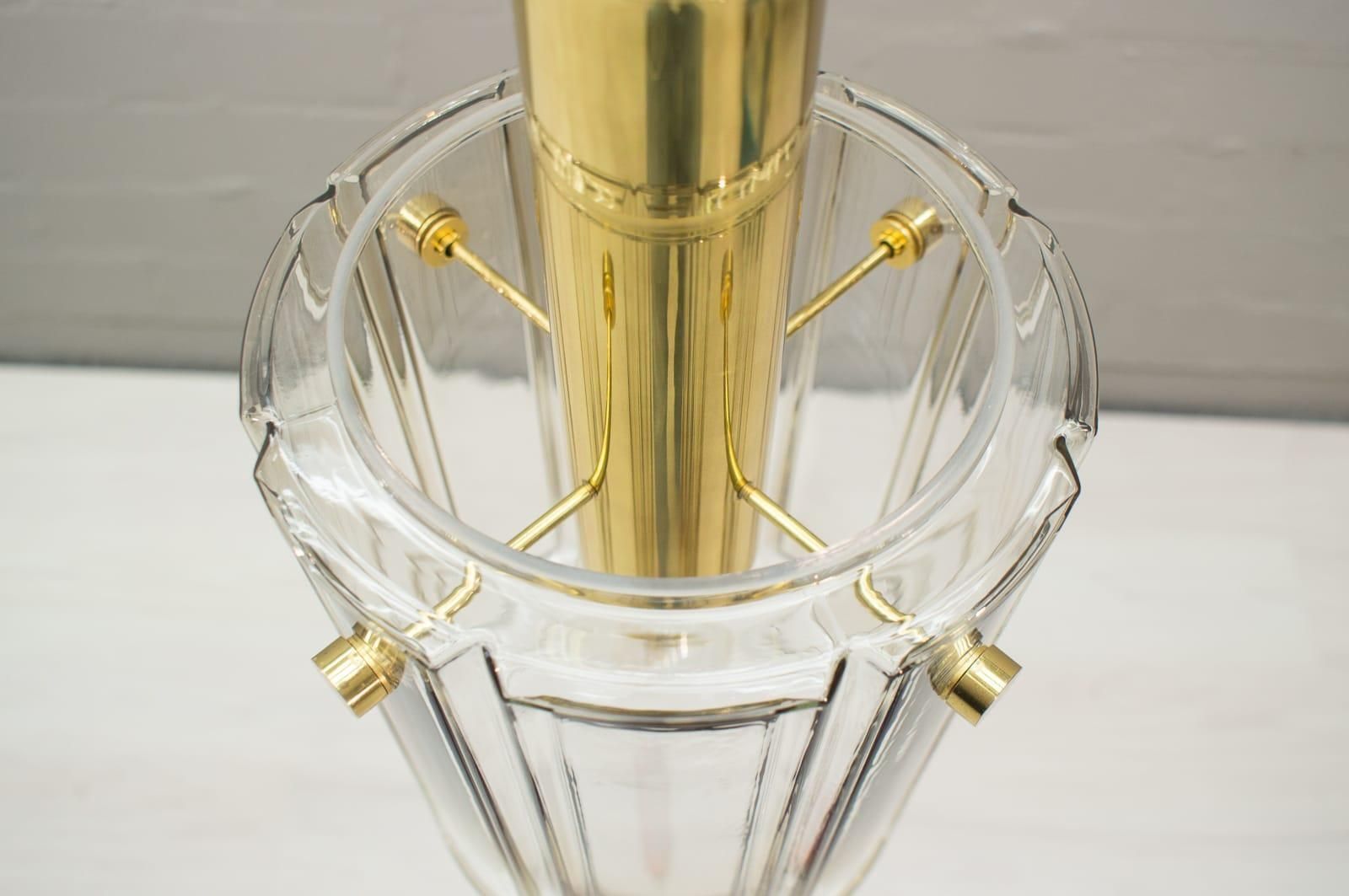 Brass And Smoked Glass Ceiling Lamp From Limburg, Germany, 1960s photo vinterior