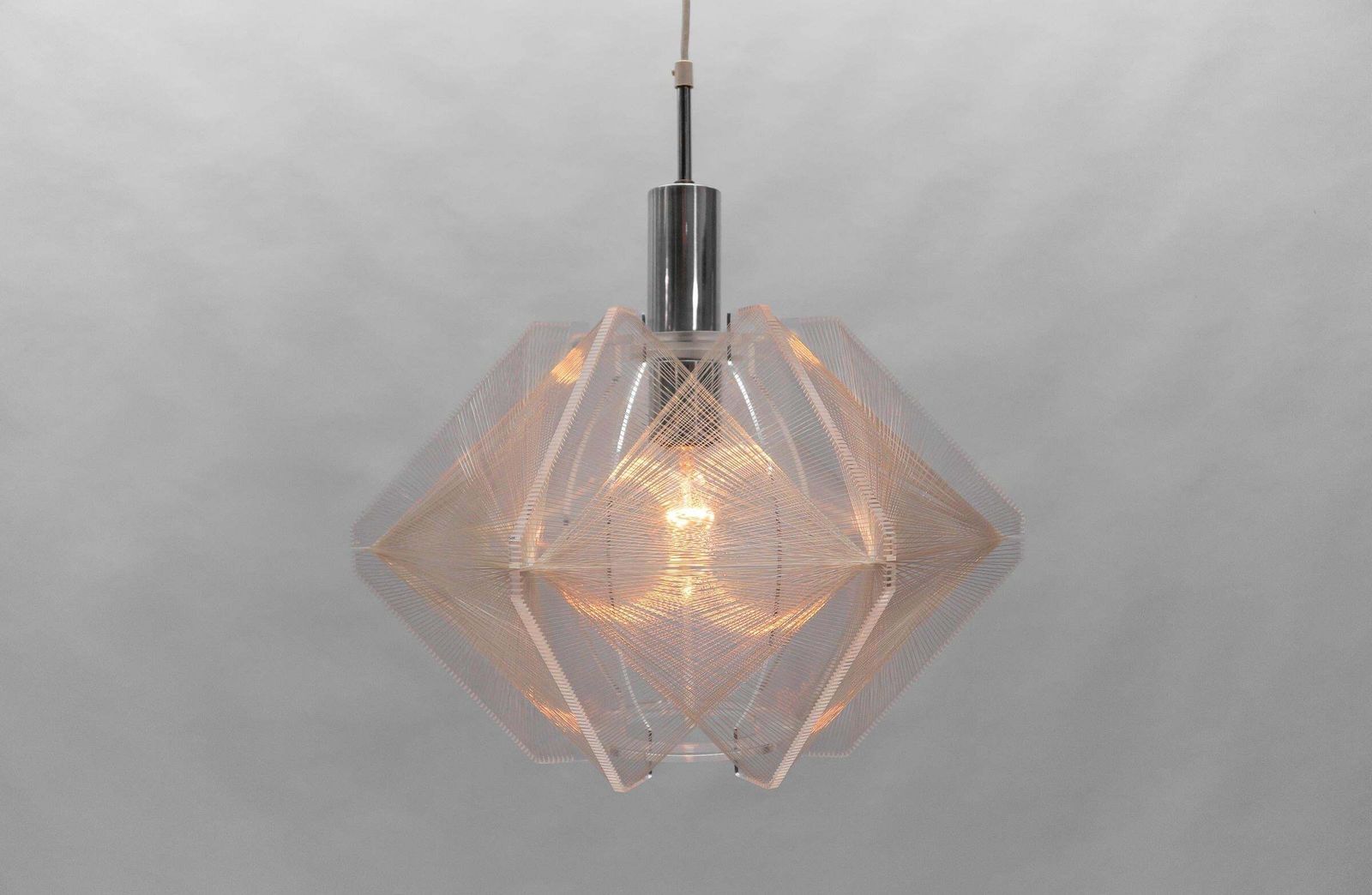Nylon Thread Pendant Lamp By Paul Secon For Sompex, Germany 1960s photo Lighting