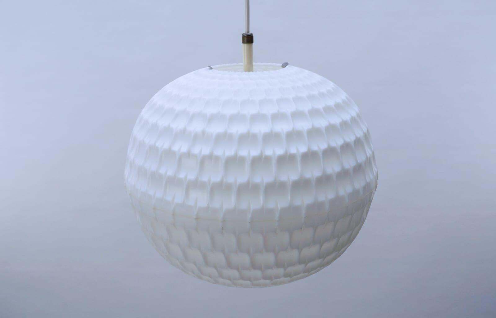 White Acrylic Pendant Golf Ball Lamp By Aloys F. Gangkofner, Erco Leuchten 1960s photo for sale