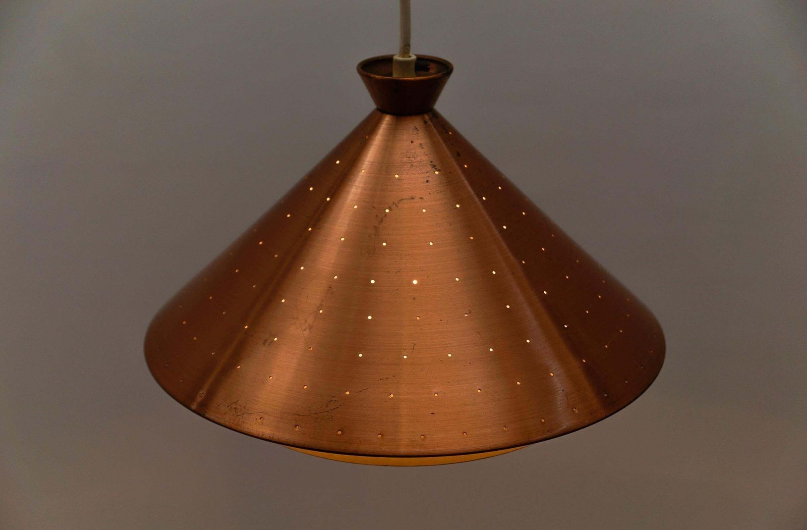 637.0 Scandinavian Perforated Copper Mid Century Modern Copper Ceiling Lamp, 1960s photo