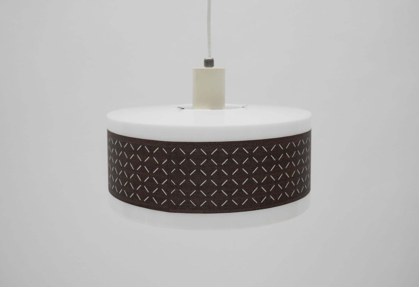 Rare Brown & White Pendant Lamp By Aloys F. Gangkofner For Erco Leuchten photo vintage