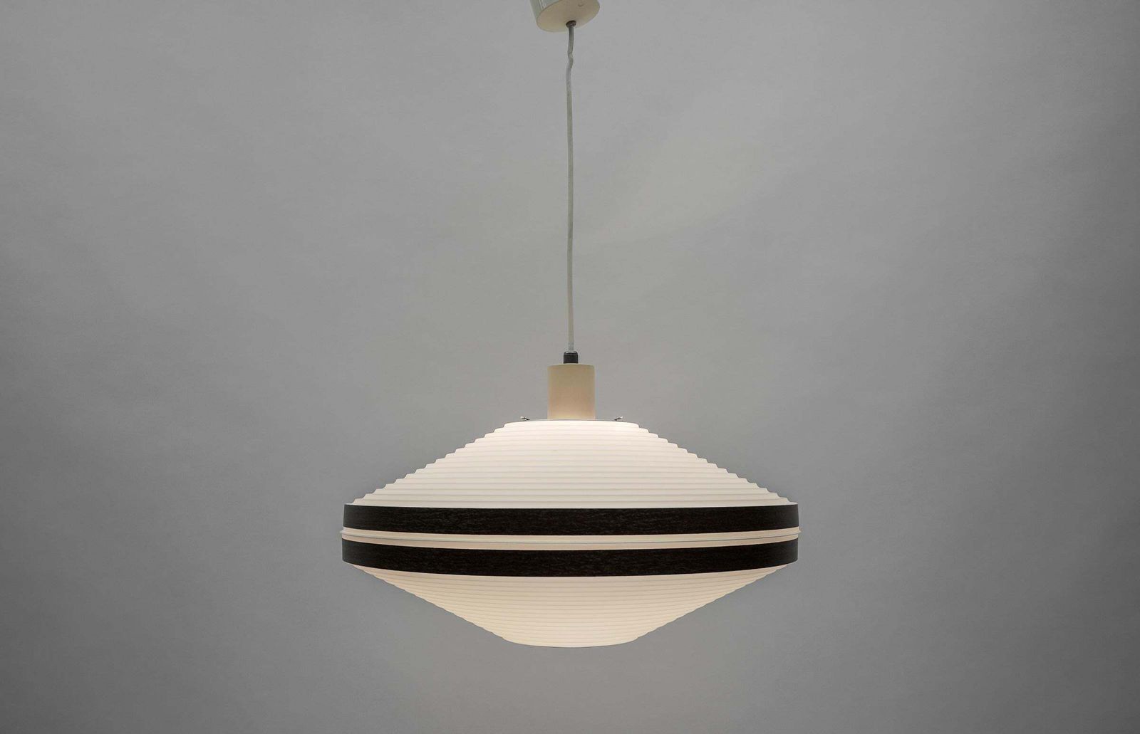 Rare Brown & White Ufo Pendant Lamp By Aloys F. Gangkofner For Erco Leuchten photo buy
