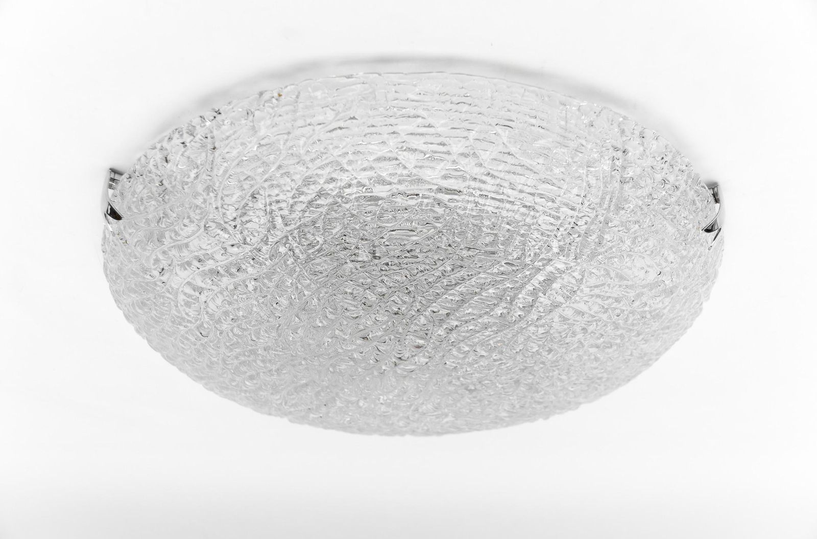 1. Of 2 Huge Glass Flush Mount By Kaiser Leuchten, 1960s Germany photo buy