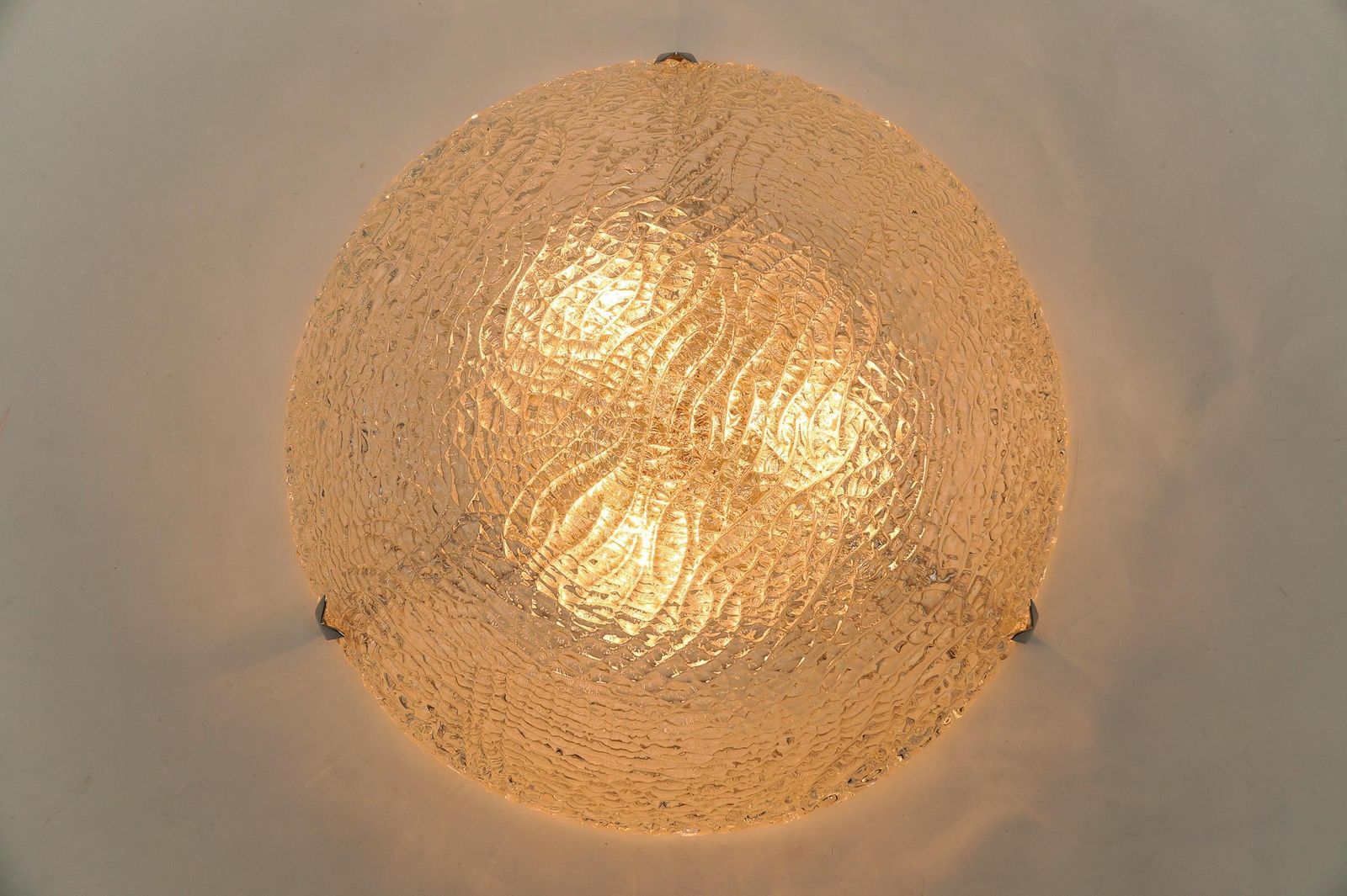 Lighting 1. Of 2 Huge Glass Flush Mount By Kaiser Leuchten, 1960s Germany photo