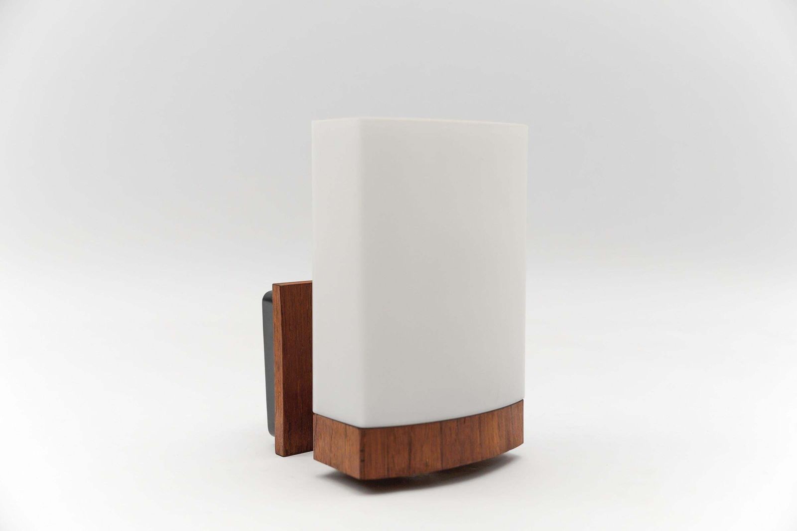 Teak And Opaline Glass Wall Lamp By Kaiser Leuchten, 1960s photo Lighting