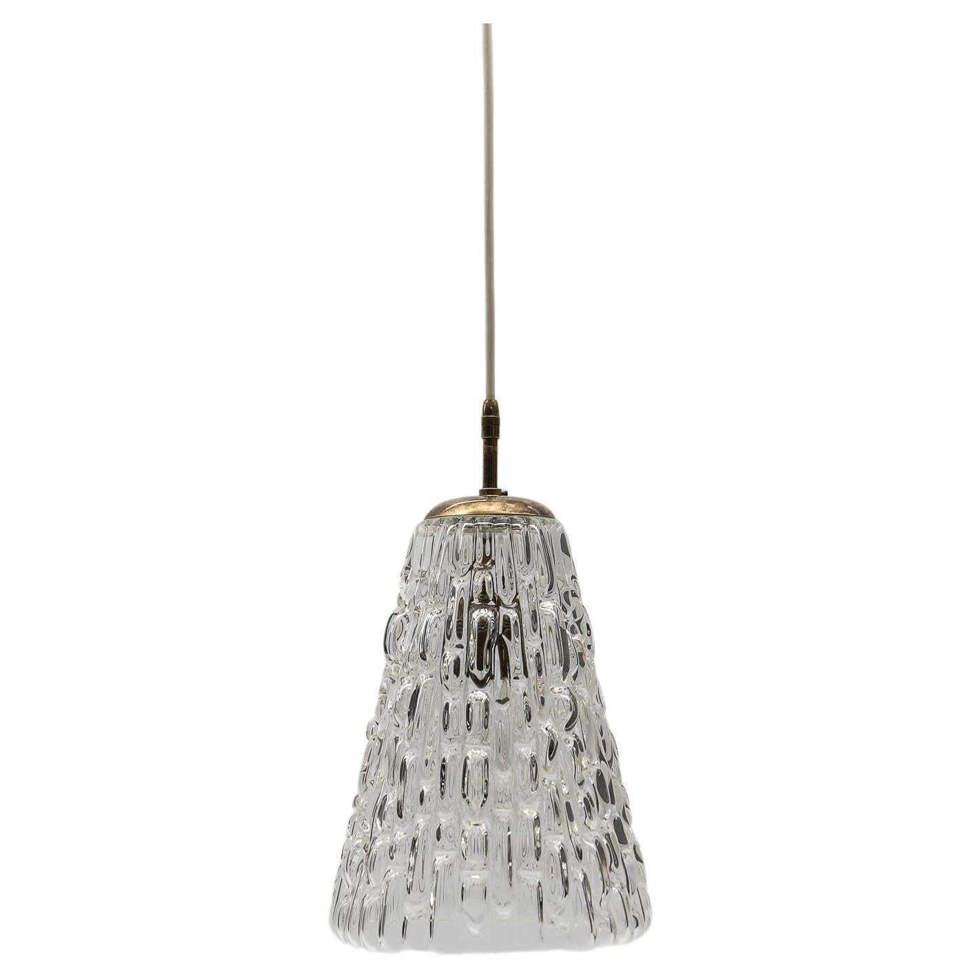 Lovely Mid Century Modern Brass & Bubble Glass Pendant Lamp By Rupert Nikoll